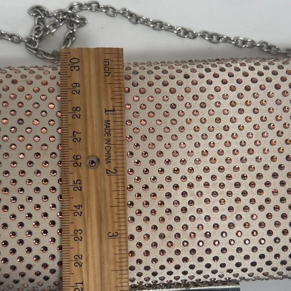 Charming Charlie RSVP Rose Colored Sequin Jeweled Hardcase Clutch Evening Bag - Picture 5 of 13